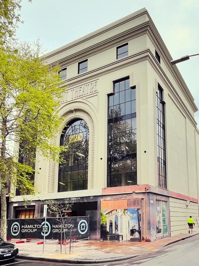 Work is nearing completion on the facade to the Regent theatre building in Lt Malop St, Geelong.