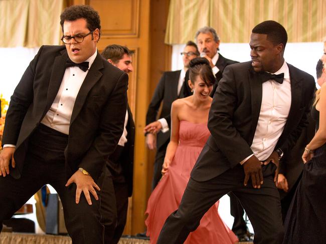 (L-R) Doug (Josh Gad) and Jimmy (Kevin Hart) in a scene from film THE WEDDING RINGER.