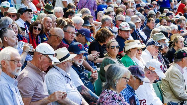 Crowds in the stands during the service. Picture: Aaron Francis