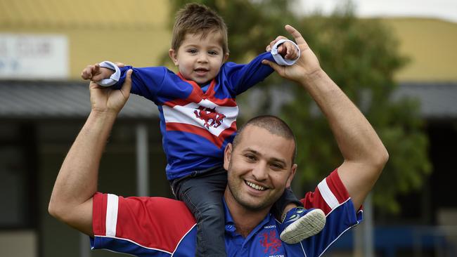 Former coach Rob Greto kicked four goals. Picture: Andy Brownbill