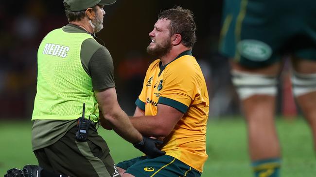 James Slipper’s 100th Test was cut short by injury. Picture: Getty Images