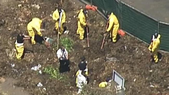 The victim’s body was found at a dump at Wingfield. Picture: 7NEWS