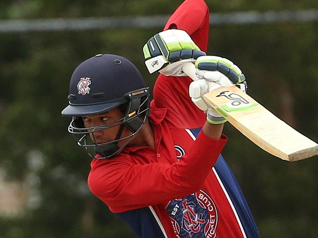 Premier Cricket Second XI GF: Footscray v Melbourne: Marcus Jackman of Melbourne batting on Saturday, April 17, 2021 in Footscray, Australia