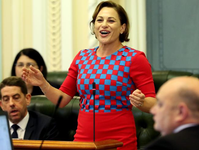 Deputy Premier Jackie Trad in Question Time yesterday. Picture: Darren England