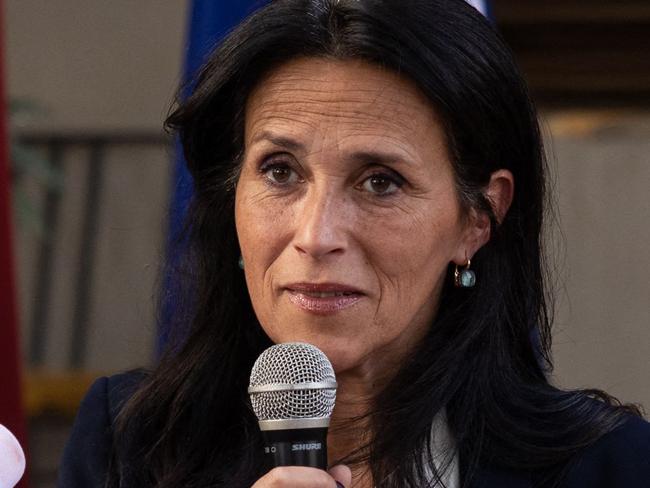 Chrysoula Zacharopoulou, French Secretary of State for the Development of the Francophonie and International Partnerships, speaks during a press conference in Ouagadougou, on January 10, 2023. - Zacharopoulou, on a visit to jihadist-torn Burkina Faso, on January 10, 2023 denied accusations that Paris sought to meddle in its troubled former colony. Speaking after talks with junta leader Captain Ibrahim Traore, junior minister Chrysoula Zacharopoulou said France "is imposing nothing" on Burkina Faso. (Photo by OLYMPIA DE MAISMONT / AFP)