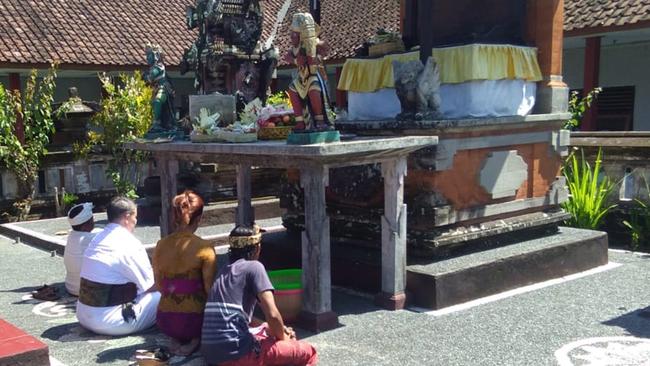 Bali Nine heroin courier Renae Lawrence at a Hindu ceremony inside Bali’s Bangli jail. Picture: Supplied