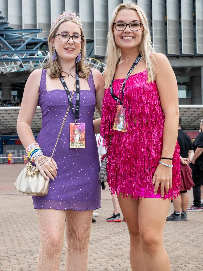 SYDNEY, AUSTRALIA - Daily Telegraph Photos February 26, 2024: Ebony and Crystal at Taylor Swift's The Eras Tour concert held at Accor Stadium in Sydney. Picture: Christian Gilles