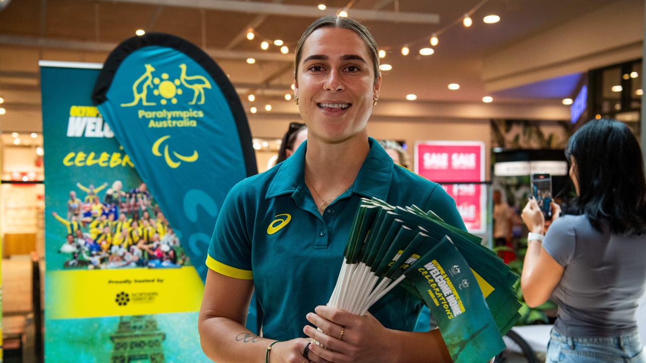 Natalya Diehm BMX Freestyle (Dual Olympian and Paris Bronze Medallist) at the Olympic and Paralympic teams Welcome Home Celebrations at Casuarina shopping centre, Darwin, Oct 2024. Picture: Pema Tamang Pakhrin