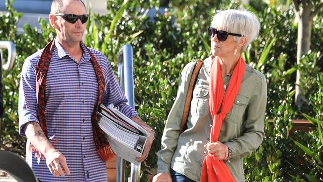 The parents of Caitlyn Fischer, Ailsa Carr and Mark Fischer, arrive at the Lidcombe Coroner’s Court in Sydney. Picture: AAP