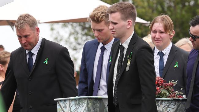 The funeral for veteran firefighter Bill Slade at Wonthaggi State Coal Mine. Picture: AAP