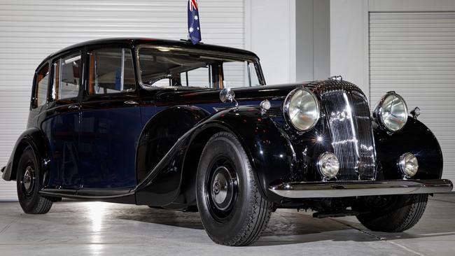 The 1948 Daimler landaulette used by the Queen during her 1954 visit, on display at the National Museum of Australia in Canberra. Picture: Jason McCarthy