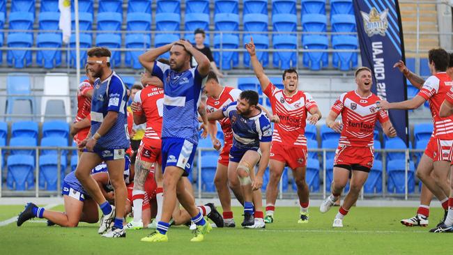 17th October 2020, Currumbin Eagles celebrate winning the Gold Coast Rugby League Reserve Grade Grand Final against the Tugun Seahawks played at CBus Stadium Photo: Scott Powick Newscorp
