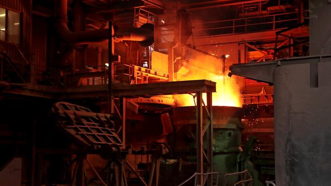 The Ladle Metallurgical Furnace area of the Whyalla Steel Works. Picture: Dylan Coker