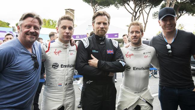 Charley Boorman, Robin Frijns, Ewan McGregor, Sam Bird and Sir Chris Hoy attend Rome ePrix of Formula E Season in Rome last year. Picture: Getty Images for Kaspersky Lab