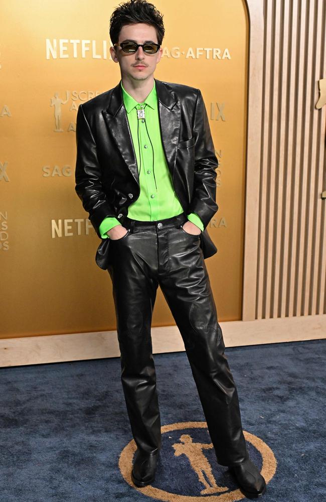 Timothee Chalamet arrives for the 31st Annual Screen Actors Guild Awards in LA. Picture: Robyn Beck / AFP