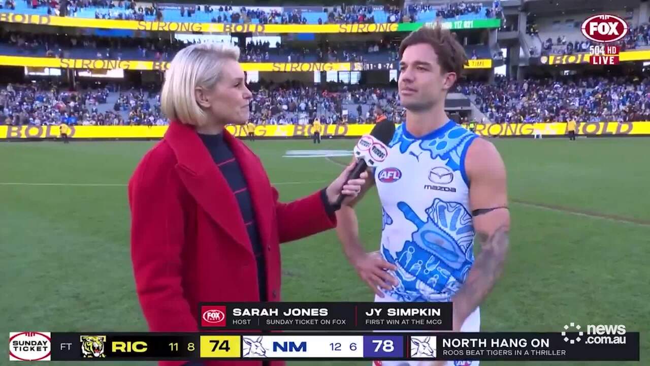 Jy Simpkin gets choked up during post-game interview