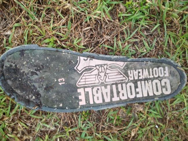 One of the 20 personal items found near suspected MH370 wreckage in Madagascar is this shoe sole Picture: Blaine A Gibson