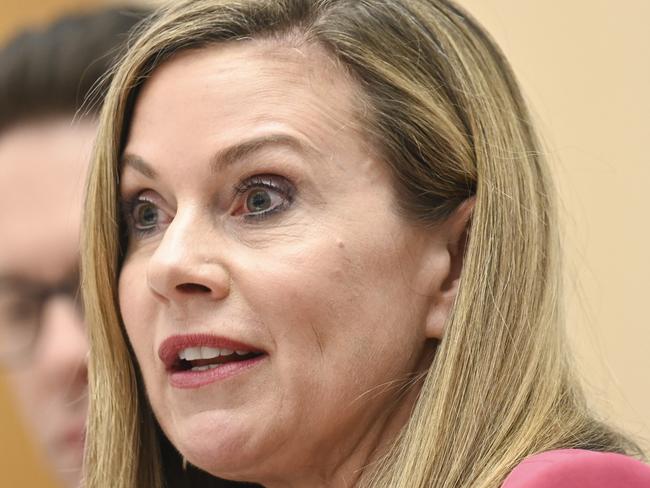 CANBERRA, Australia - NewsWire Photos - October 17, 2024: eSafety Commissioner Julie Inman Grant appears at the Communications Legislation Amendment (Combatting Misinformation and Disinformation) Bill 2024 hearing at Parliament House in Canberra. Picture: NewsWire / Martin Ollman