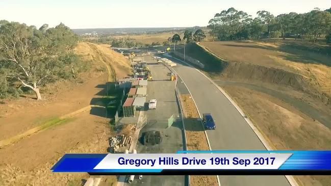Drone vision of Gregory Hills Drive