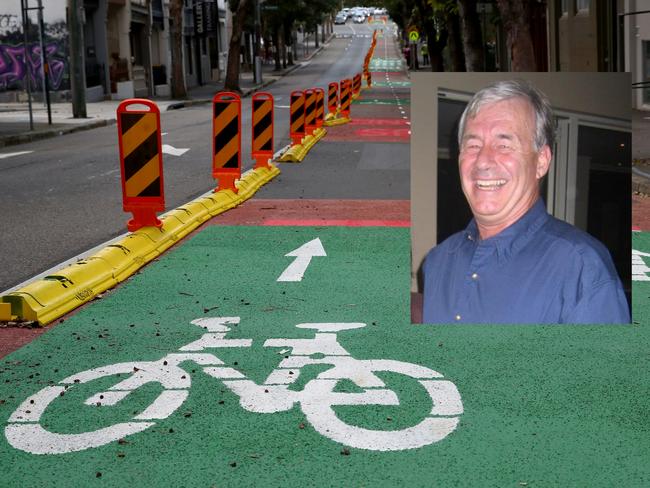 A bike path similar to the one pictured will be constructed in Woolgoolga and (inset) Northern Beaches Residents Association Ray Willing. Picture: Toby Zerna