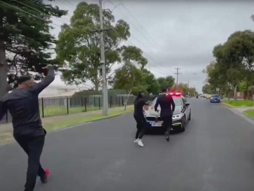Police were forced to reverse for safety reasons. Picture: YouTube