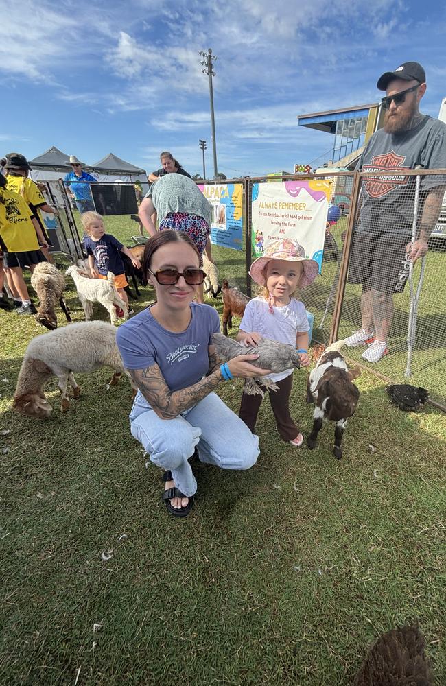 Candice and Cleo at the petting zoo at the Fraser Coast Show.