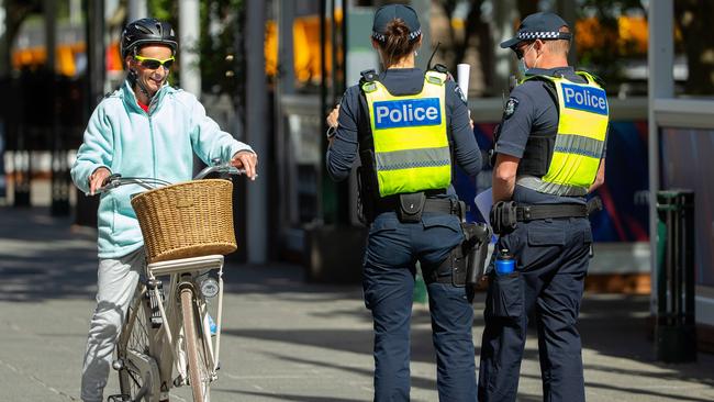 Police launch Operation River Run targeting speeding cyclists and scooter riders along Southbank Promenade. Picture: Mark Stewart