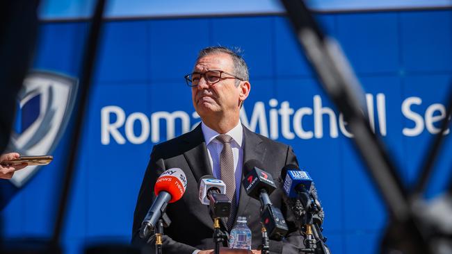 Premier Steven Marshall at Roma Mitchell Secondary College on Tuesday. Picture: Tom Huntley