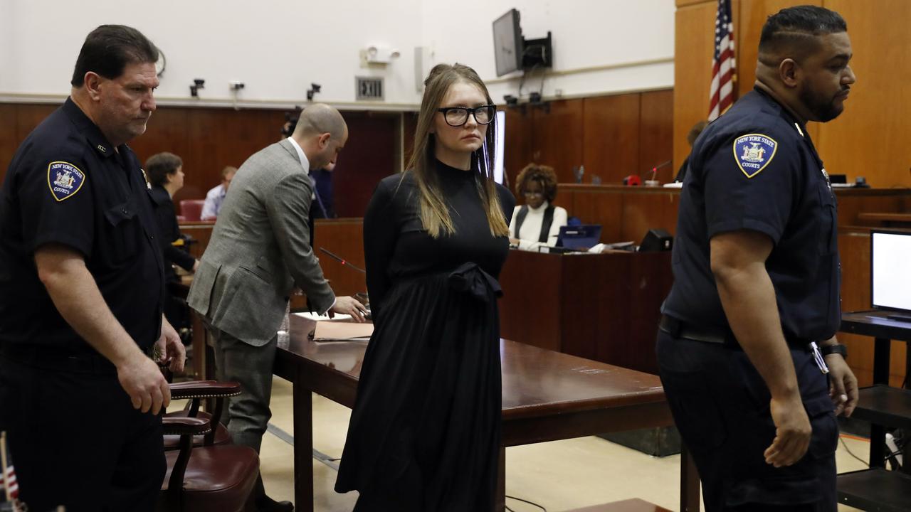 Anna Sorokin leaving court after sentencing. She defrauded celebrity circles in Manhattan and financial institutions into believing she had a fortune of about $67 million overseas. Picture: AP/Richard Drew