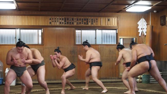 Sumo wrestlers in Tokyo.