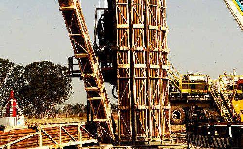 A Metgasco drilling rig prepares an exploratory gas well near Casino in the lead-up to its announcement this week of plans to build a $50 million gas-fired power plant to produce electricity for the Northern Rivers. . Picture: Jacklyn Wagner