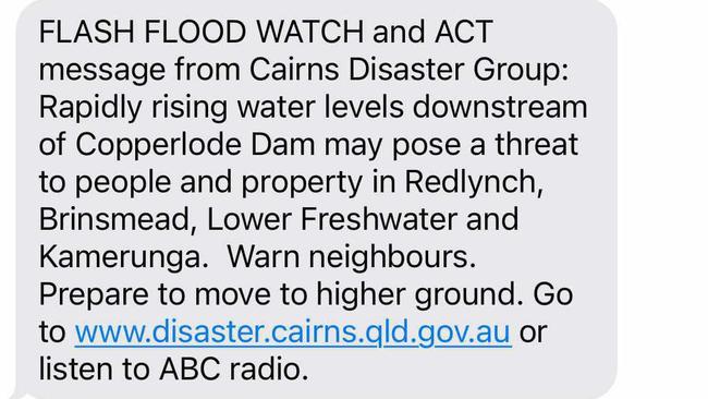 Cairns Regional Council apologised for issuing an emergency alert on October 31 after a dam warning was sent in error.