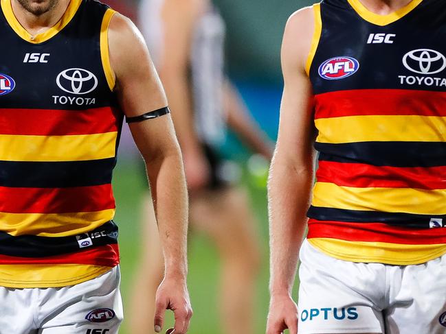 ADELAIDE, AUSTRALIA - JUNE 13: Paul Seedsman of the Crows looks on dejected during the round 2 AFL match between the Port Adelaide Power and the Adelaide Crows at Adelaide Oval on June 13, 2020 in Adelaide, Australia. (Photo by Daniel Kalisz/Getty Images)