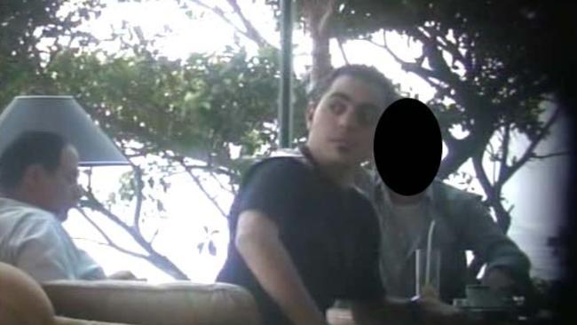 Rob Karam (left) and accomplice Fadl Maroun meet Hong Kong police undercover operative #51251 Michael (right) at the Harbour Plaza Hotel, Hong Kong. Picture: Australian Federal Police surveillance image.