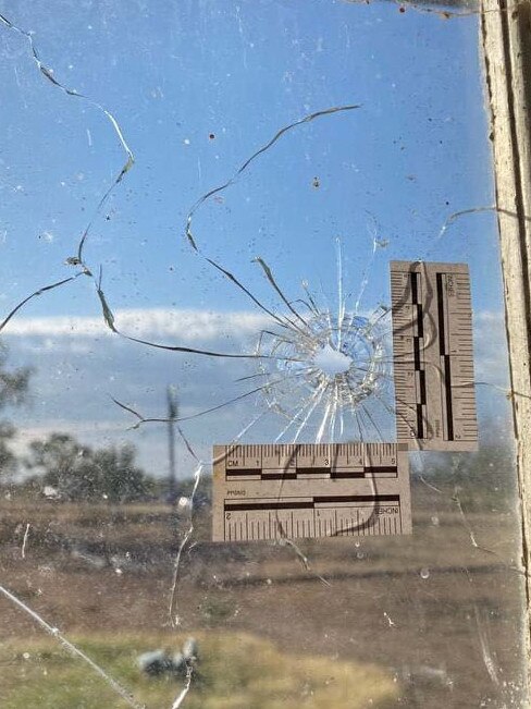 The window that the bullet penetrated.