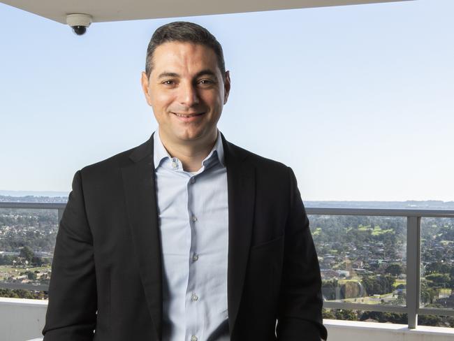 Sydney, Australia, Daily Telegraph, Sunday, 8 May 2022A portrait of Liverpool Mayor Ned Mannoun at Liberty Tower. Mayor Ned Mannoun says it's time his region got a stadium.Picture: Daily Telegraph / Monique Harmer