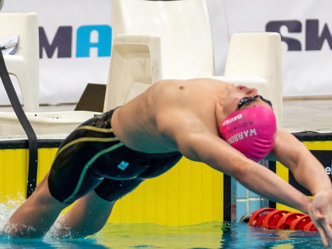 Lachlan Davies competing in the pool. Image from Warringah Aquatic SC Facebook