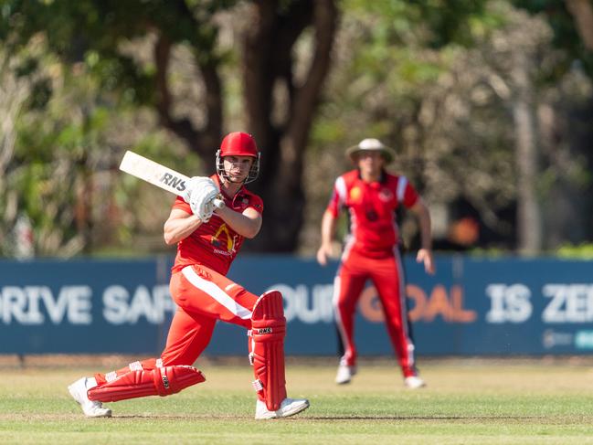 James Seymour opens the batting for Waratah in their run chase against Southern Districts CC in the Darwin Premier Grade Cricket. Picture: Che Chorley