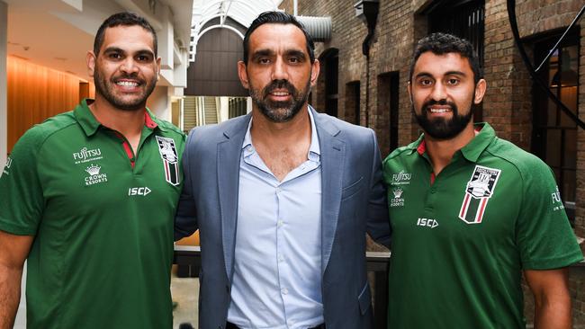 Adam Goodes with Greg Inglis and Alex Johnston.