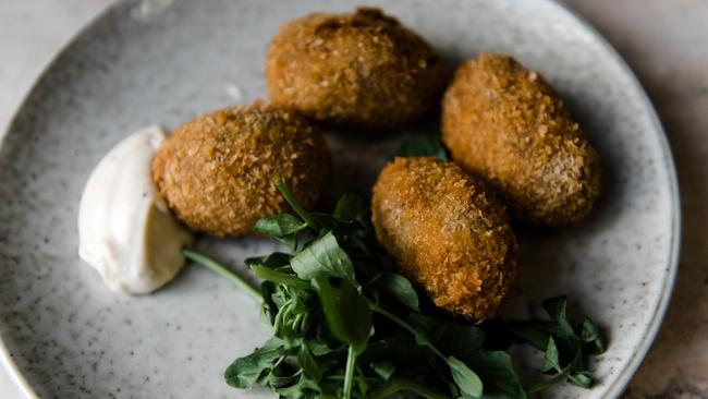 The eggplant croquettes are boucing with flavour. Picture: Georgie James