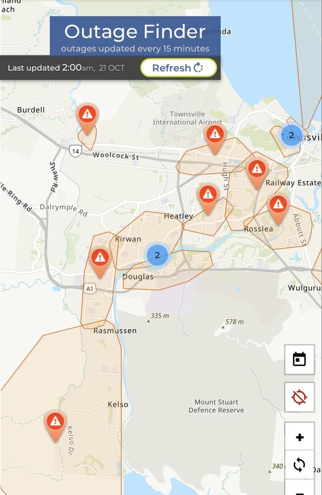 Parts of Townsville were affected by the large scale power outage early on Saturday morning. Picture: Ergon Energy.