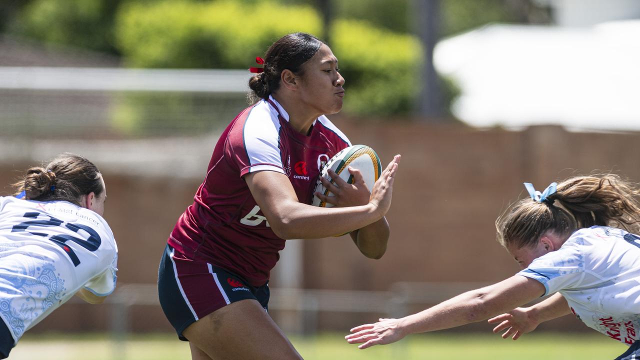 Faagase Tupuola-Palale of Queensland Reds as Downs Rugby host Next Gen 7s at Toowoomba Sports Ground, Saturday, October 12, 2024. Picture: Kevin Farmer