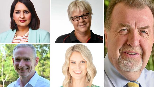 DIVISION 2: Clockwise from top left: Neetu Suhag; Helen Youngberry; incumbent Paul Tully; Nicole Kay Jonic (Incumbent); Steven Purcell. Photo unavailable for Vincent Do