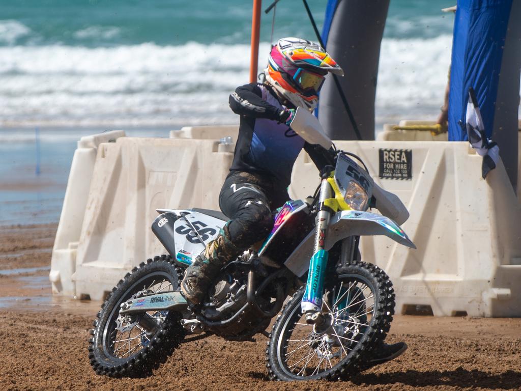 Chloe Purvis at Motorcycle Beach Races at Grasstree Beach Sunday 27 August 2023 Picture: Michaela Harlow