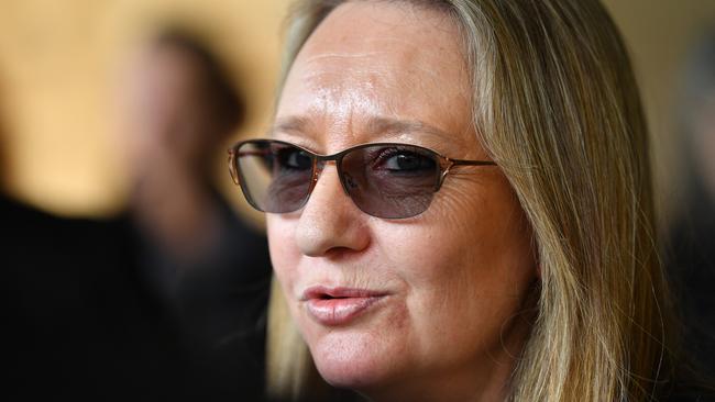 Jenny Hallam outside the Adelaide District Court in 2019. Picture: AAP Image/David Mariuz