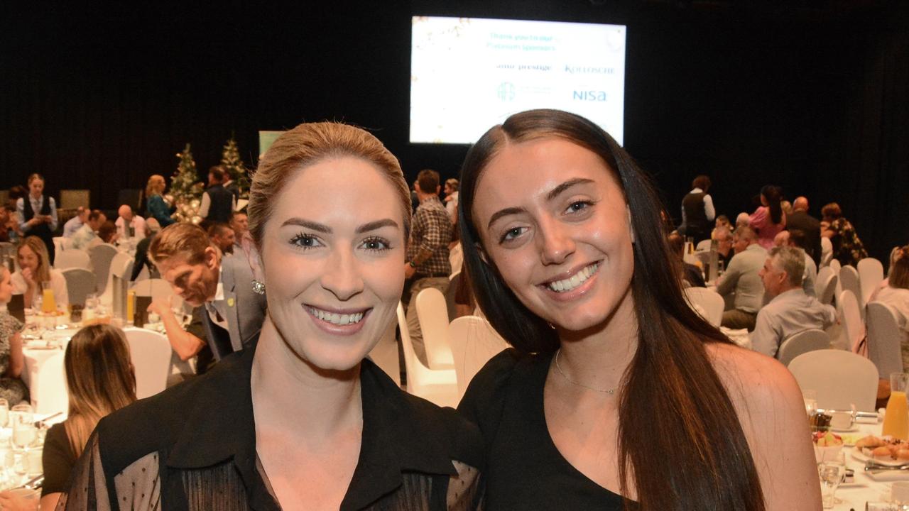 Rachael Crompton and Madison Beveridge at GC Community Fund Christmas Appeal breakast at The Star Gold Coast. Pic: Regina King