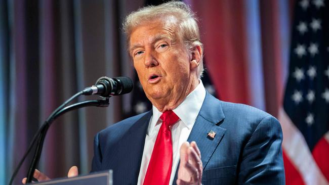 US President-elect Donald Trump speaks during a meeting with House Republicans at the Hyatt Regency hotel in Washington, DC on November 13, 2024. (Photo by Allison ROBBERT / POOL / AFP)