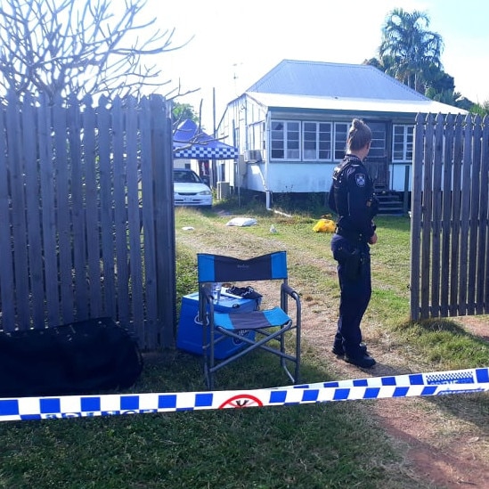 Police attend the scene of fatal stabbing on China St, Mundingburra. Picture: Cameron Bates