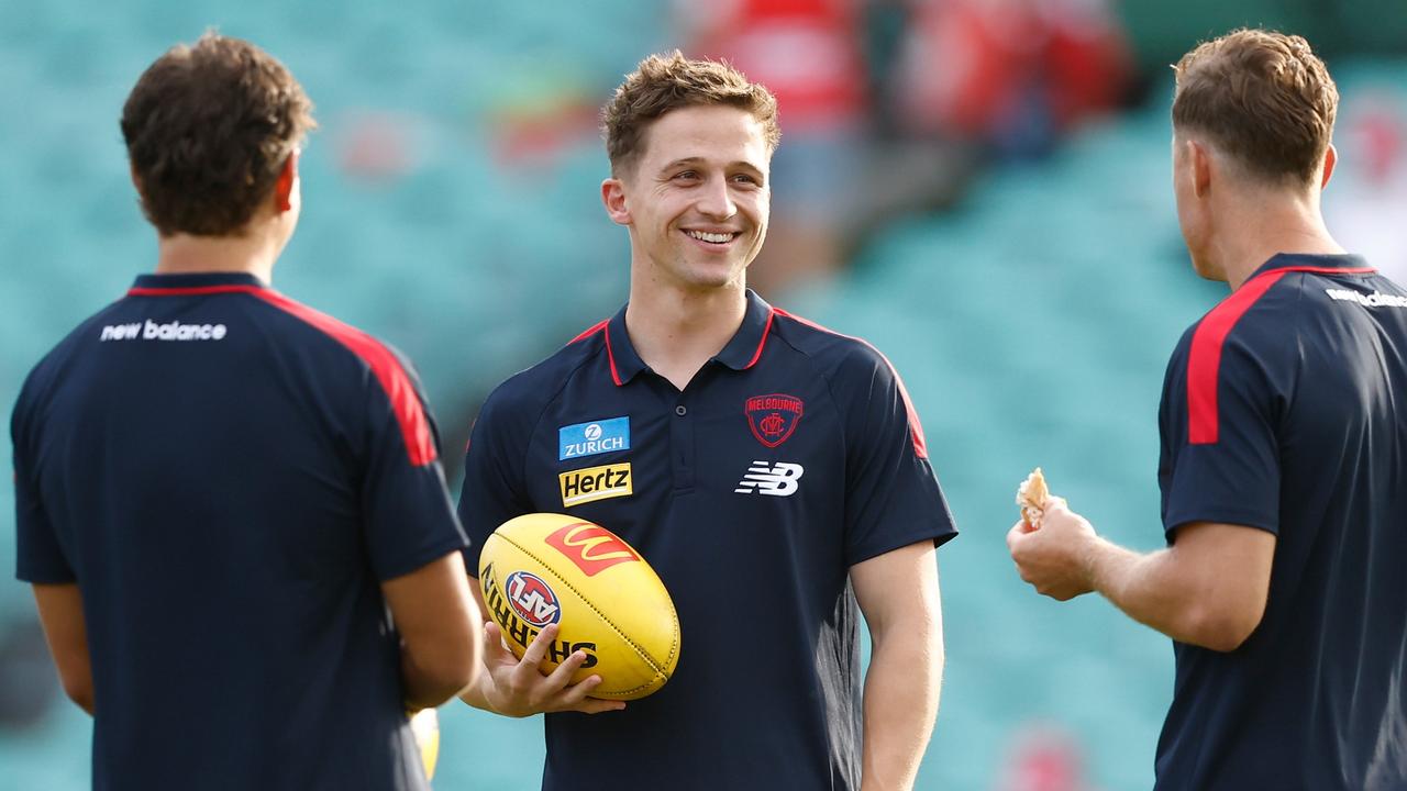 Happy Demon Jack Billings. Picture: Michael Willson/AFL Photos via Getty Images