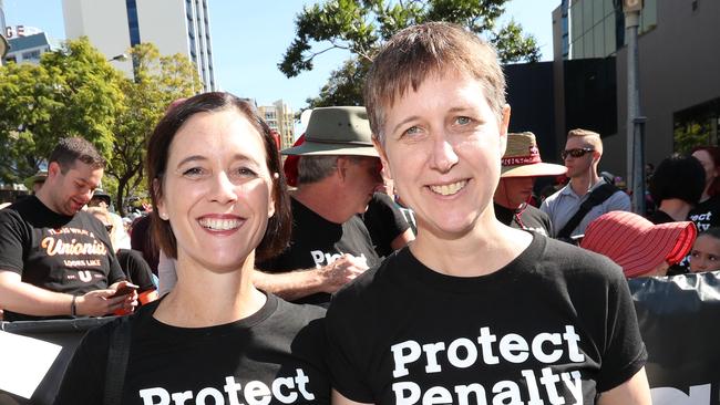 Queensland Council of Unions general secretary with Sally McManus at a Labour Day rally. File picture